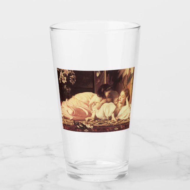 Mor och barn (kvinna och dotter) glaskopp (Framsida)