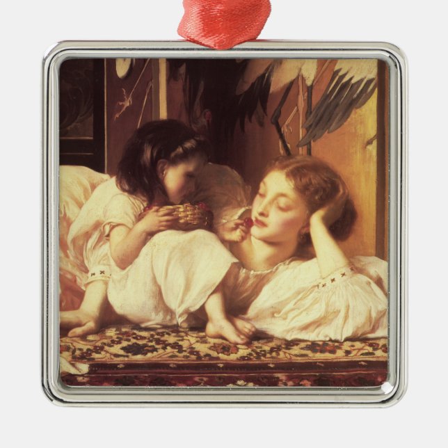 Mor och barn (kvinna och dotter) julgransprydnad metall (Framsidan)