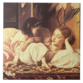 Mor och barn (kvinna och dotter) kakelplatta