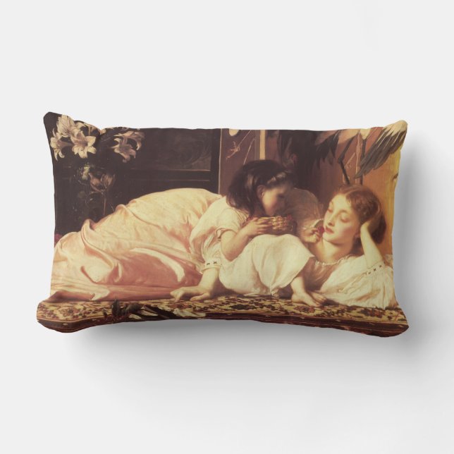 Mor och barn (kvinna och dotter) lumbarkudde (Framsida)