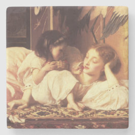 Mor och barn (kvinna och dotter) stenunderlägg