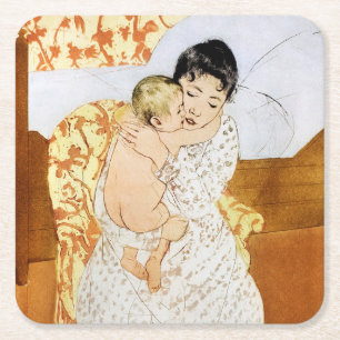 Mor och barn, Mary Cassatt Underlägg Papper Kvadrat
