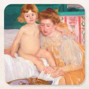 Mor och barn, Mary Cassatt Underlägg Papper Kvadrat