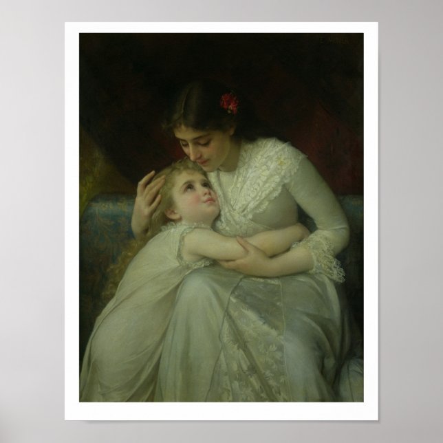 Mor och barn (olja på arbetsyta) poster (Framsidan)