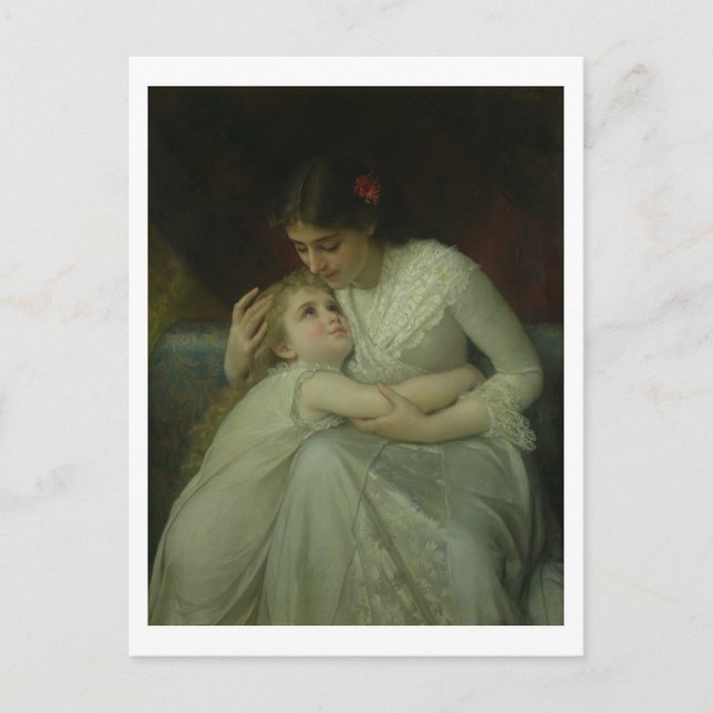 Mor och barn (olja på arbetsyta) vykort (Framsida)