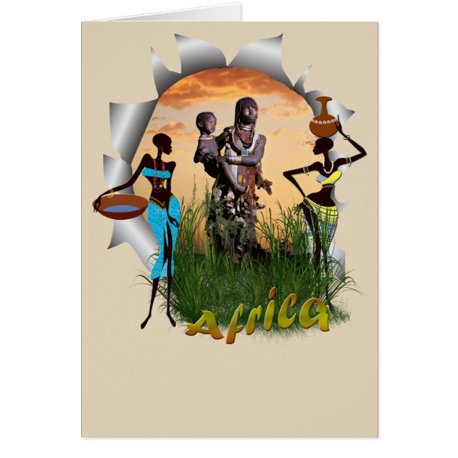 Mor och barn till Afrikan Hälsningskort (Framsidan)