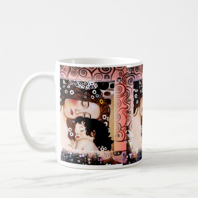 Mor och barn vid Gustav Klimt Collage Kaffemugg (Vänster)
