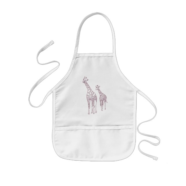 Mor och barngiraffes är teckning Aprons Barnförkläde (Framsidan)