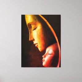 Mor och barnmurskonst canvastryck