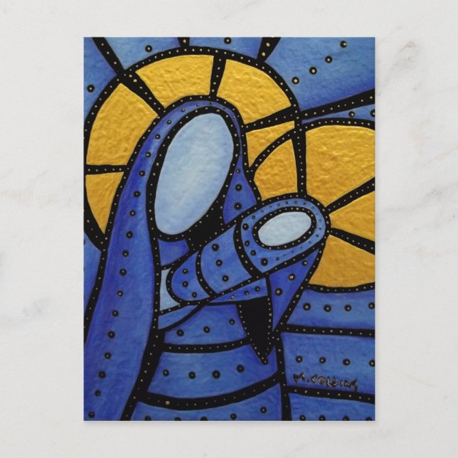 Mor och barns moderna Abstrakt Blue Vykort (Framsida)