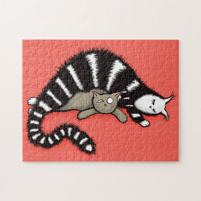 Mor och barnsöta katter pussel (Horisontell)