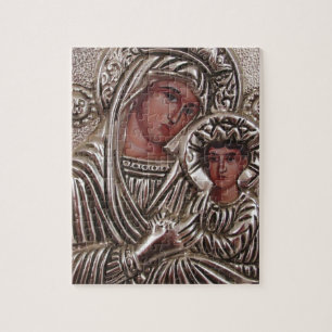 Mor- och barnsymbol, Madonna och Jesus i silver Pussel