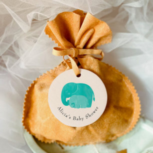 Mor och Calf Elephant Baby Shower Gift Gåvor Etiketter