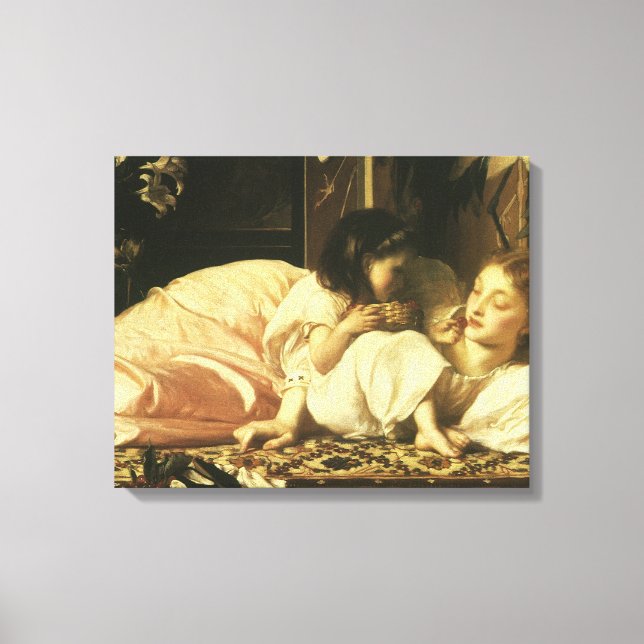 Mor och Child (alias Cherries) av Lord Leighton Canvastryck (Framsida)