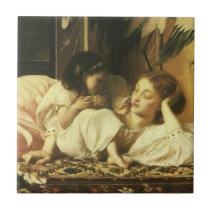 Mor och Child (alias Cherries) av Lord Leighton Kakelplatta