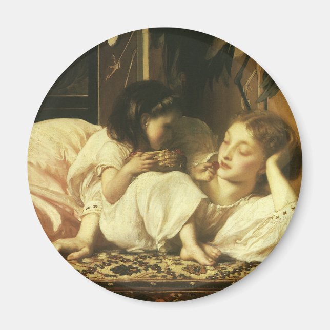 Mor och Child (alias Cherries) av Lord Leighton Magnet (Framsidan)