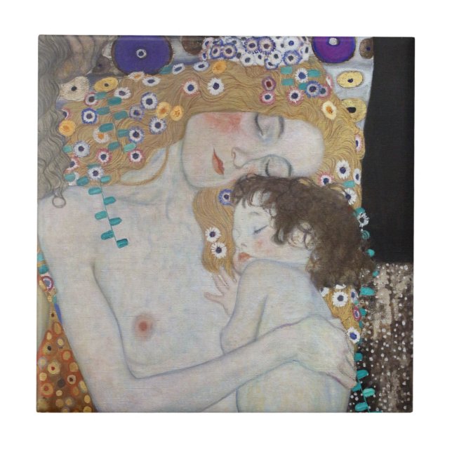 Mor och Child av Gustav Klimt Kakelplatta (Framsidan)