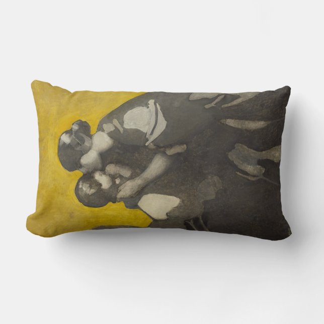 Mor och Child (av Norah Neilson Grått) Lumbarkudde (Framsida)