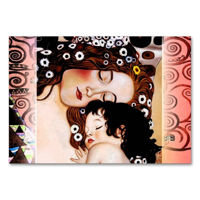Mor och Child by Gustav Klimt Collage Bordsnummer (Framsidan)
