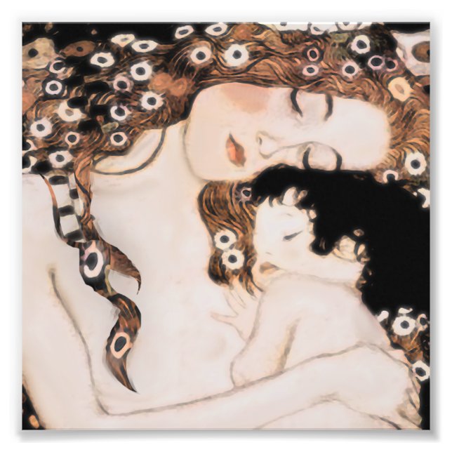 Mor och Child Gustav Klimt Fototryck (Framsidan)