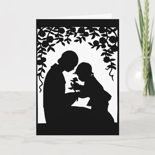 Mor och Child Silhouette Kort (Framsida)