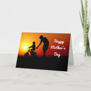 Mor och Child Silhouette Kort