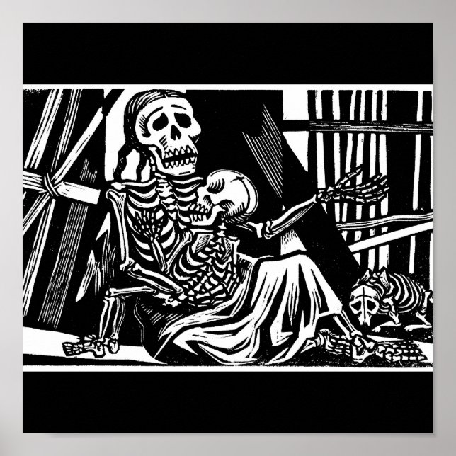 "Mor och Child Skeletons" av Leopoldo Mendez. Poster (Framsidan)