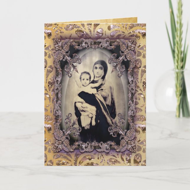 Mor och Child Victorian Helgkort (Framsida)