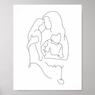 Mor och Children Art, Family Art Print, Mor Poster
