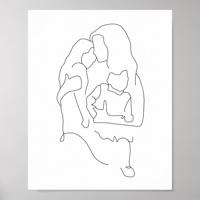 Mor och Children Art, Family Art Print, Mor Poster (Framsidan)