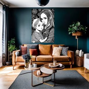 Mor och dotter AI Art Poster