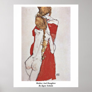 Mor och dotter av Egon Schiele Poster