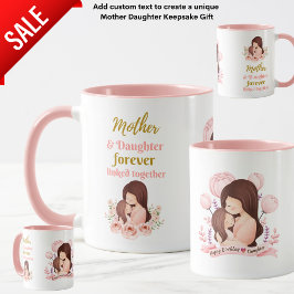 Mor och dotter för illustrerad illustrerad konst mugg