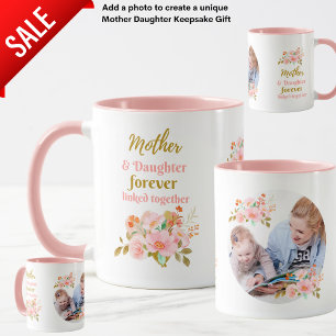 Mor och dotter för länkad Blommigt-FOTO Mugg