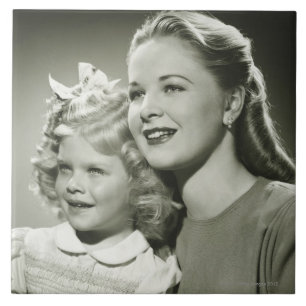 Mor och dotter kakelplatta
