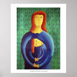 Mor och dotter konsttryck poster