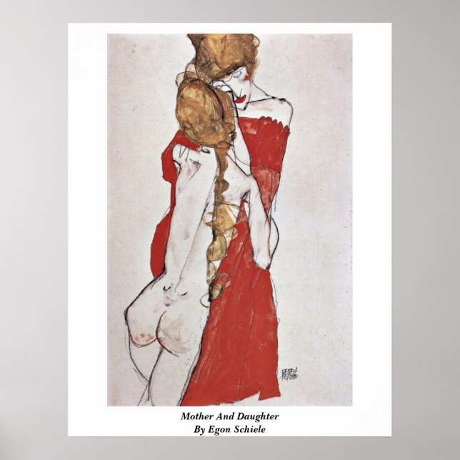 Mor och dotter till Egon Schiele Poster (Framsidan)