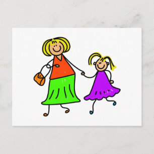 Mor och dotter vykort
