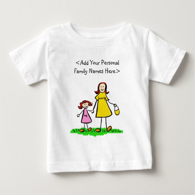 Mor och dotterfamiljens Namn Anpassningsbar Top Sh Tee Shirt (Framsida)