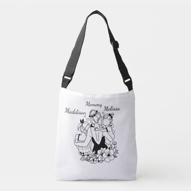 Mor och döttrar följer konst med Namn Axelväska (Framsida)