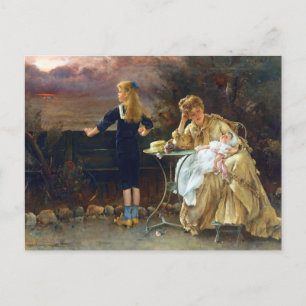 Mor och hennes barn av Alfred Stevens Vykort