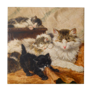Mor och Hennes kittens Kakelplatta