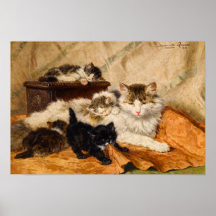 Mor och Hennes kittens Poster