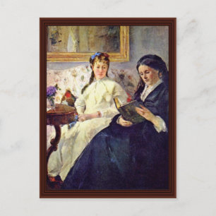 Mor och konstnären av Morisot Berthe Vykort