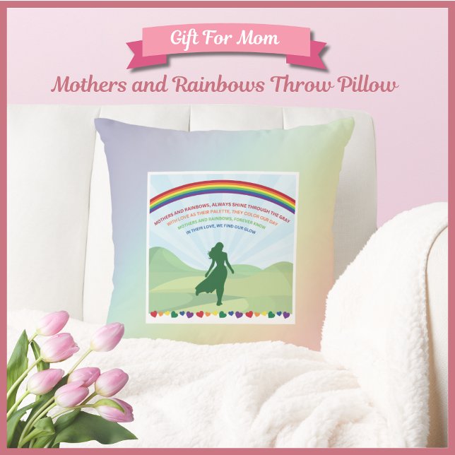Mor och Rainbows Mors dag Dekorativ kudde (Mothers and Rainbows Throw Pillow)