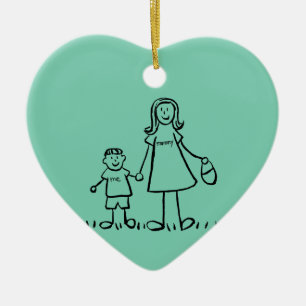 Mor och Son Anpassningsbar Mamma Family Art-prydna Julgransprydnad Keramik