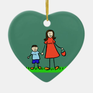 Mor och Son Anpassningsbar Mamma Family Art-prydna Julgransprydnad Keramik