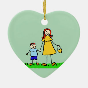 Mor och Son Anpassningsbar Mamma Family Art-prydna Julgransprydnad Keramik