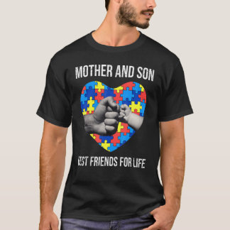 Mor och son bästa vänner för livstidsautism Mamma  T Shirt