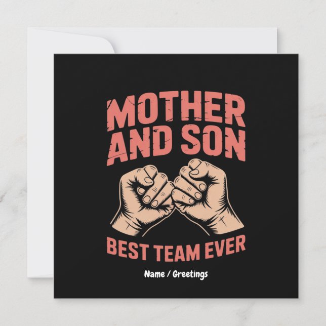 Mor och Son Best Team någonsin Lycklig Mors dag Inbjudningar (Framsida)